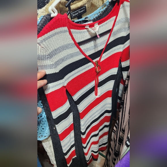 No Boundaries Red and Black Striped Long Sleeve Dress - Picture 1 of 2